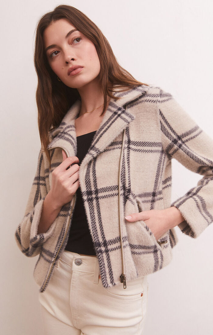  Z SUPPLY Women's Wakefield Plaid Jacket, Off White, M :  Clothing, Shoes & Jewelry