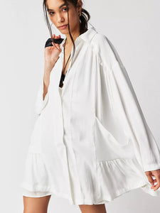 Moonstruck Shirt Dress in Ivory by FREE PEOPLE