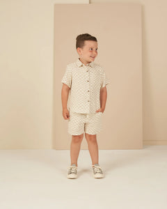 Collared Short Sleeve Shirt in Dove Check by RYLEE + CRU