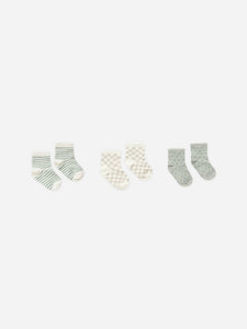 Printed Socks in Summer Stripe, Dove Check, Polka Dot by RYLEE + CRU