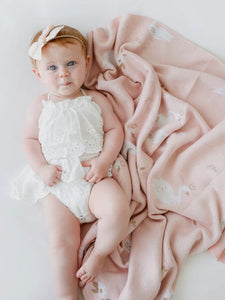 Organic Baby Blanket in Pink Swan