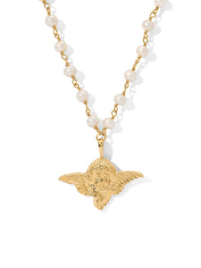 The Cherub Pearl Necklace in Gold by VANESSA MOONEY