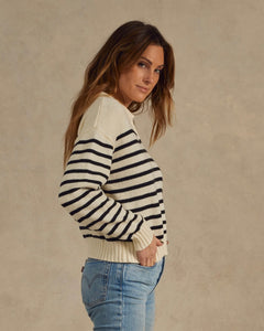 Collared Sweater in Black Stripe by RYLEE + CRU