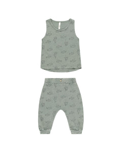 Tank + Slouch Pant Set in Sharks by RYLEE + CRU