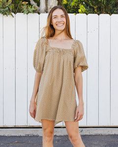 Women's Sabrina Mini Dress in Ocre Check by RYLEE + CRU  isla + may