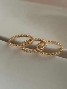 Beaded Diamonte Ring Set in Gold by LUV AJ