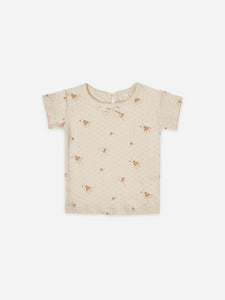 Pointelle Tee in Ditsy Clay by QUINCY MAE