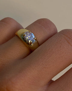 Stone Orb Signet Ring in Gold by LUV AJ