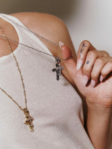 Double Cross Necklace in Gold by LILI CLASPE - Main Image