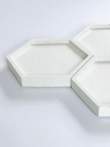 Concrete Hexagonal Tray in White
