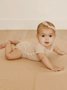 Short Sleeve Bodysuit 2 Pack in Blossom + Apricot Stripe by QUINCY MAE