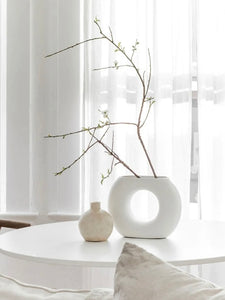 Large Half Modern Circular Vase in White by SHOP JITANA
