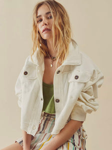 Saturday Shirt Jacket in Lazy Bones by FREE PEOPLE