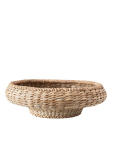 Extra Large Decorative Hand-Woven Water Hyacinth and Rattan Bowl