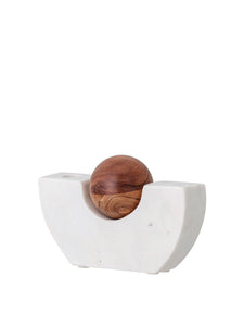 Marble Taper Holder with Wood Ball