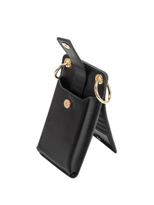 Tina Recycled Vegan Leather Small Crossbody Wallet in Black