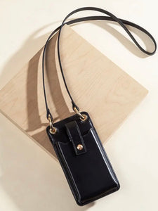 Tina Recycled Vegan Leather Small Crossbody Wallet in Black