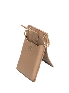 Tina Recycled Vegan Leather Small Crossbody Wallet in Nude