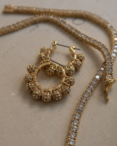 Pave Dome Wrap Hoops in Gold in LUV AJ