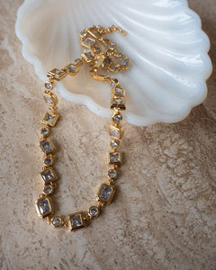 Pyramid Bezel Statement Necklace in Gold by LUV AJ
