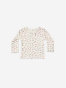 Pointelle Long Sleeve Tee in Blush Floral by QUINCY MAE