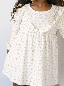 Long Sleeve Ruffle V Dress in Blush Floral by QUINCY MAE