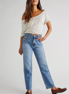 Pacifica Straight Leg in Mid Blue by FREE PEOPLE