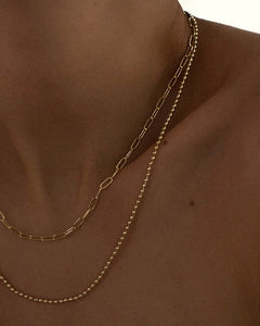 Beaded Double Chain Charm Necklace in Gold by LUV AJ