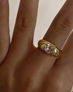 Stone Orb Signet Ring in Gold by LUV AJ